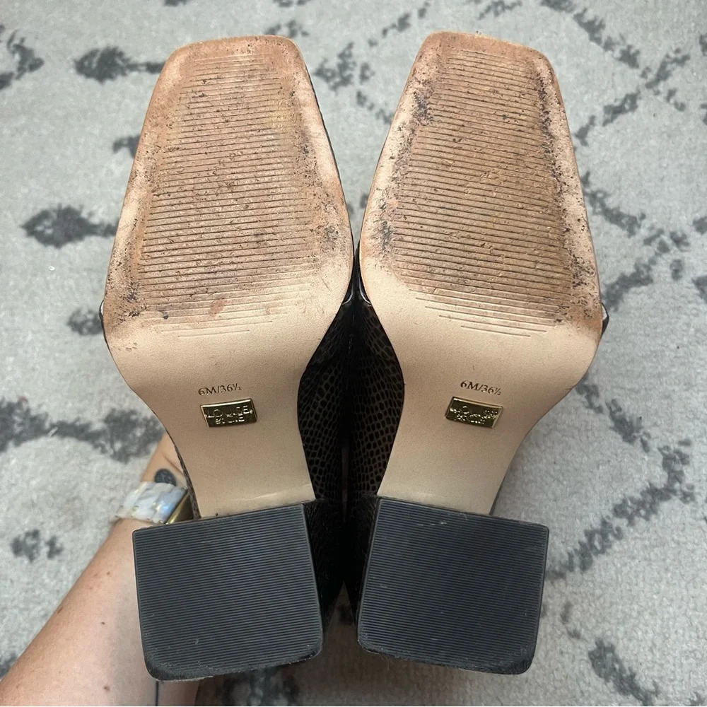 Louise et Cie Brown Textured Block Heel Loafers with Gold Accent  size 6M/6.5 - Picture 9 of 10